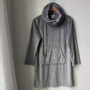 Softies Cowl Neck Snuggle Lounger in Grey Pull On Cozy Pocket Size S/M